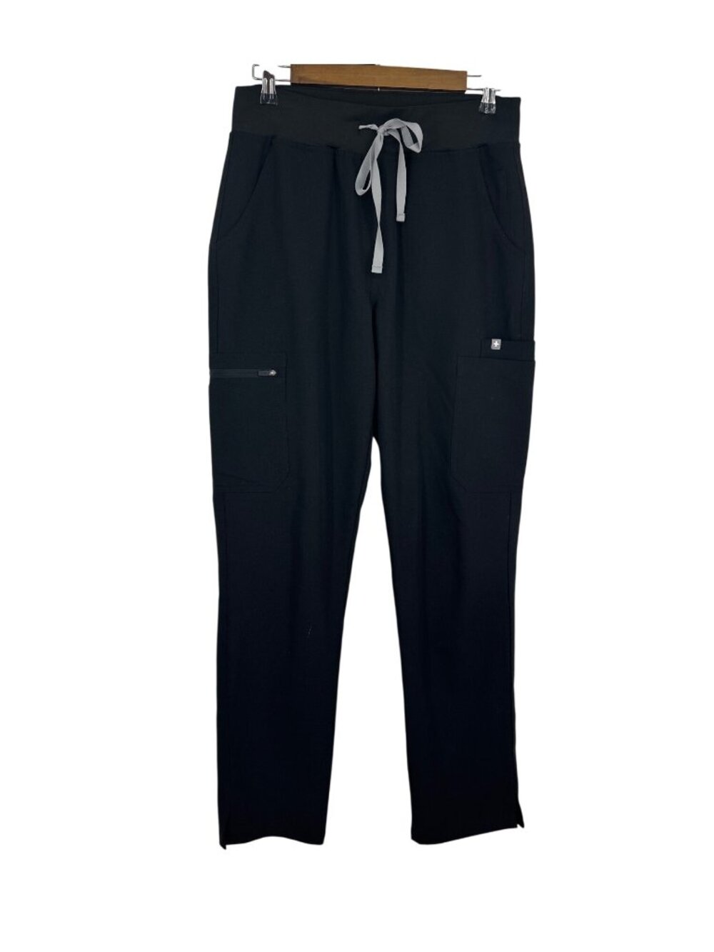FIGS Zamora Jogger Scrub Pants Black Drawstring Waist Pockets Women's Size M